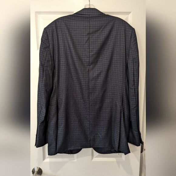 JoS A Banks tailored fit silk wool bland navy blue two button blazer coat sz 44L - Picture 3 of 13